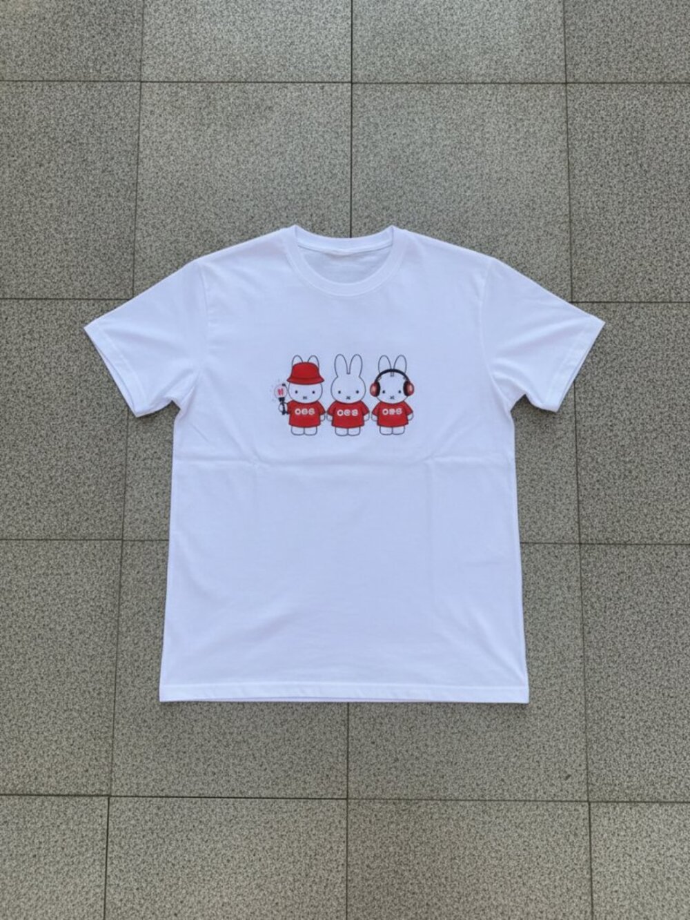 Cute Bunny Graphic T-Shirt, Kawaii Cartoon Rabbit Tee, Red Shirt Character